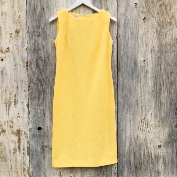 Vintage Sears Yellow Floral Knit Polyester Dress - Picture 2 of 11